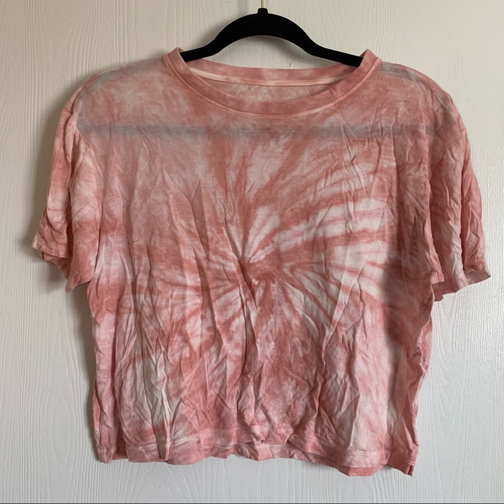 Girlfriend Collective Pink Tie Dye Cropped Tee
